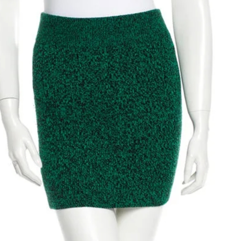 T by Alexander Wang Wool Skirt Elastic Waist Size XS BlackGreen